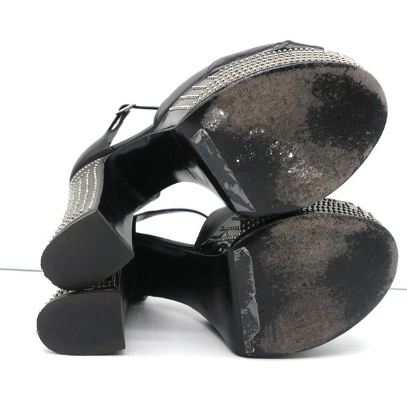 SAINT LAURENT CANDY DOUBLE KNOT STUDDED PLATFORM SANDALS BLACK LEATHER SIZE 36 - Picture 11 of 12